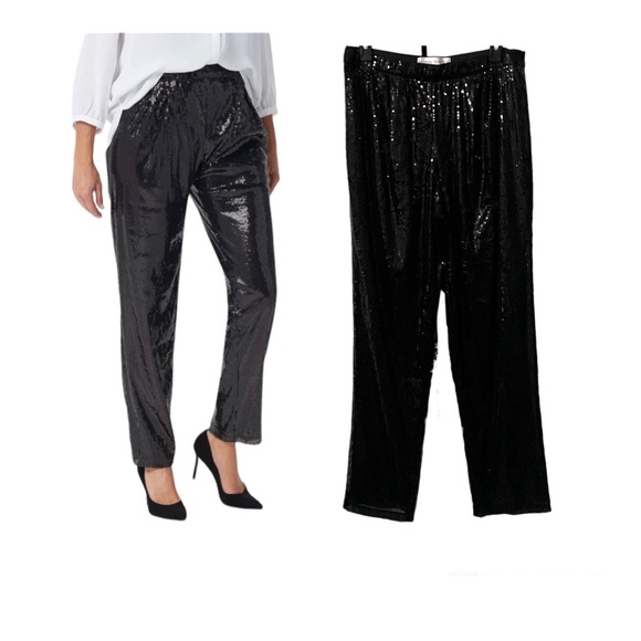 Rubin Singer Studio Allover Sequin Straight Leg Pants - Picture 1 of 14